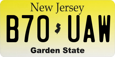 NJ license plate B70UAW