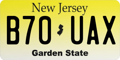 NJ license plate B70UAX