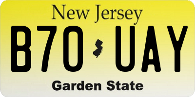 NJ license plate B70UAY