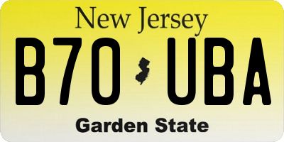 NJ license plate B70UBA