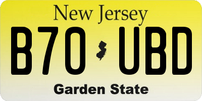 NJ license plate B70UBD