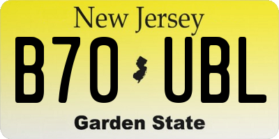 NJ license plate B70UBL