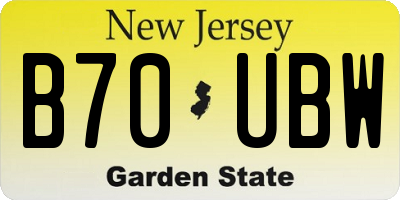NJ license plate B70UBW