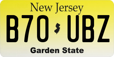 NJ license plate B70UBZ