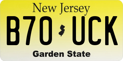 NJ license plate B70UCK