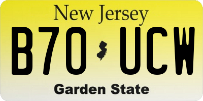 NJ license plate B70UCW