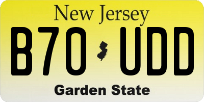 NJ license plate B70UDD