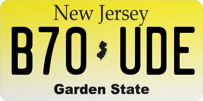 NJ license plate B70UDE