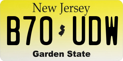 NJ license plate B70UDW