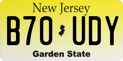 NJ license plate B70UDY
