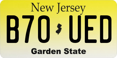 NJ license plate B70UED