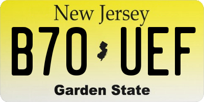 NJ license plate B70UEF