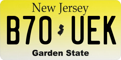 NJ license plate B70UEK