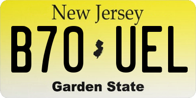 NJ license plate B70UEL