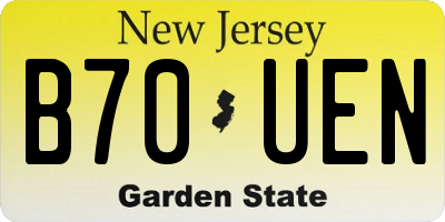 NJ license plate B70UEN