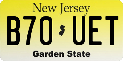 NJ license plate B70UET