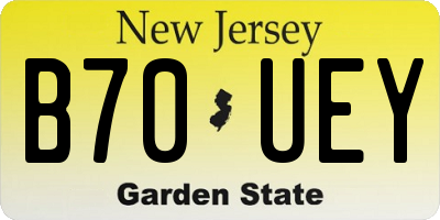 NJ license plate B70UEY