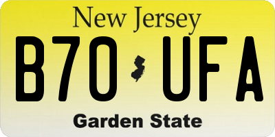NJ license plate B70UFA