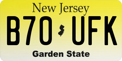 NJ license plate B70UFK