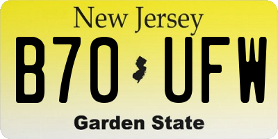 NJ license plate B70UFW