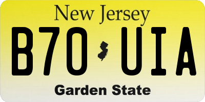 NJ license plate B70UIA