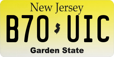 NJ license plate B70UIC