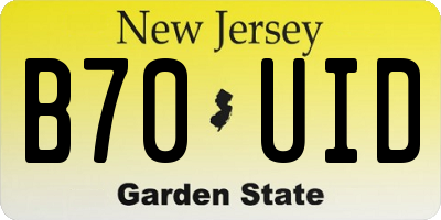 NJ license plate B70UID