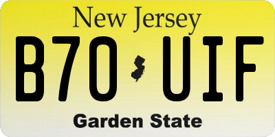 NJ license plate B70UIF