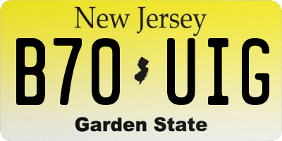 NJ license plate B70UIG
