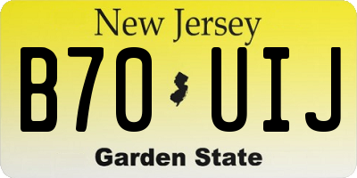 NJ license plate B70UIJ