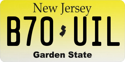NJ license plate B70UIL