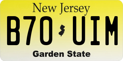 NJ license plate B70UIM