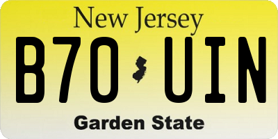 NJ license plate B70UIN