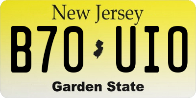 NJ license plate B70UIO