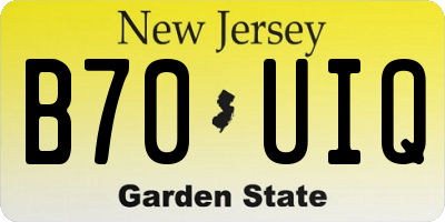 NJ license plate B70UIQ