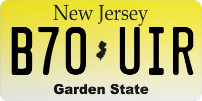 NJ license plate B70UIR