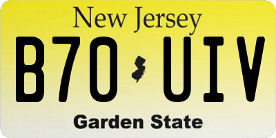 NJ license plate B70UIV