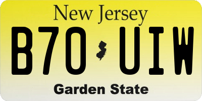 NJ license plate B70UIW