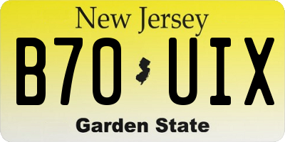 NJ license plate B70UIX