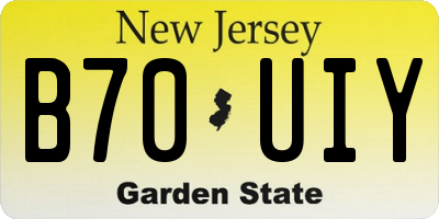 NJ license plate B70UIY