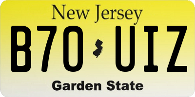 NJ license plate B70UIZ