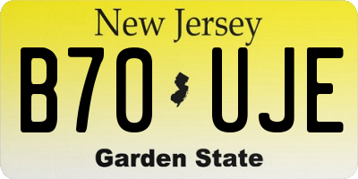 NJ license plate B70UJE