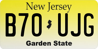 NJ license plate B70UJG