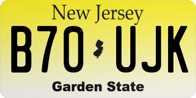 NJ license plate B70UJK