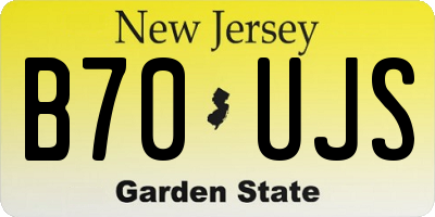 NJ license plate B70UJS