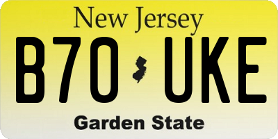 NJ license plate B70UKE