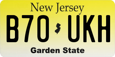 NJ license plate B70UKH