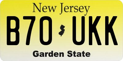NJ license plate B70UKK