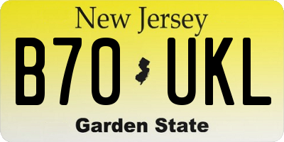 NJ license plate B70UKL