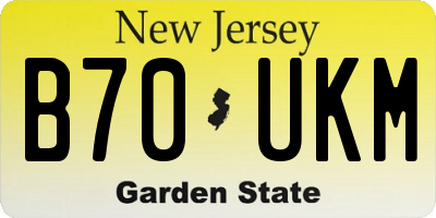 NJ license plate B70UKM